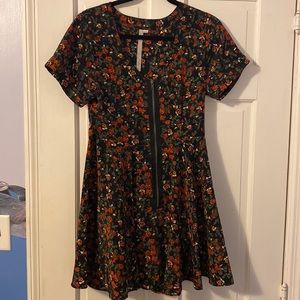 Front zip skater dress